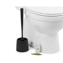 szczotka toaletowa czarna, szczotka WC stojąca, zestaw WC z pojemnikiem, szczotka do toalety nowoczesna, akcesoria łazie
